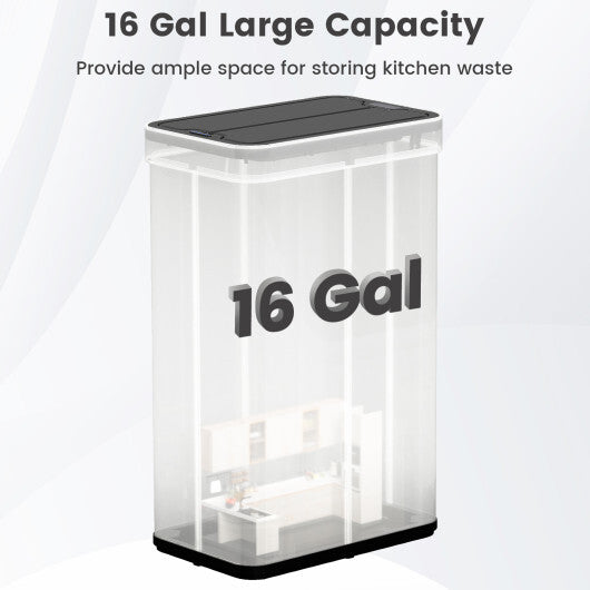 Costway 16 Gallon Trash Can with Wing Lids for Bedroom Bathroom Kitchen-Silver