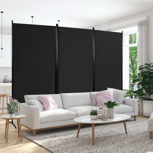 Costway 3-Panel Room Divider Folding Privacy Partition Screen for Office Room-Black
