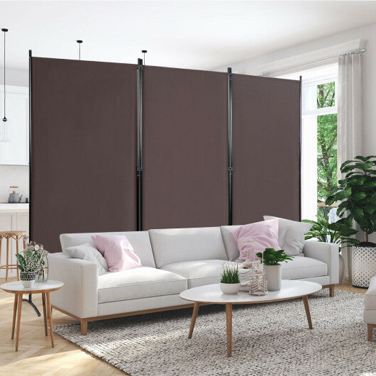 Costway 3-Panel Room Divider Folding Privacy Partition Screen for Office Room-Brown