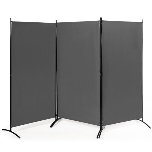 Costway 6 Feet 3 Panel Room Divider with Durable Hinges Steel Base-Gray