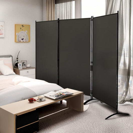 Costway 6 Feet 3 Panel Room Divider with Durable Hinges Steel Base-Gray