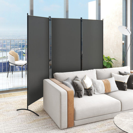 Costway 6 Feet 3 Panel Room Divider with Durable Hinges Steel Base-Gray