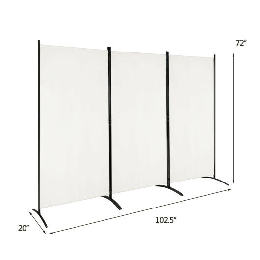 Costway3-Panel Room Divider Folding Privacy Partition Screen for Office Room-White
