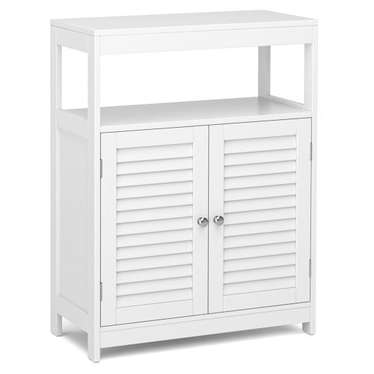 Costway Freestanding Bathroom Floor Cabinet with Double Shutter Doors-White