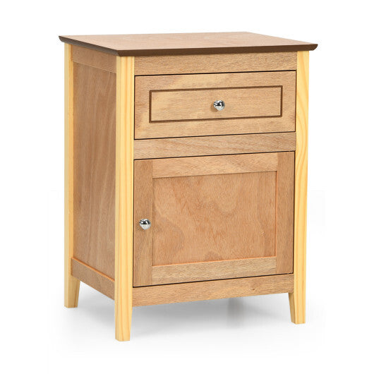 Costway 2-Tier Accent Table with Spacious Tabletop-Natural