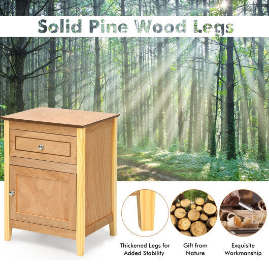 Costway 2-Tier Accent Table with Spacious Tabletop-Natural