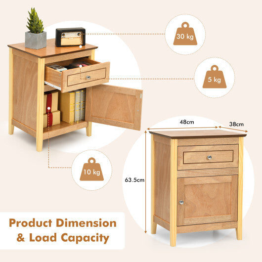 Costway 2-Tier Accent Table with Spacious Tabletop-Natural