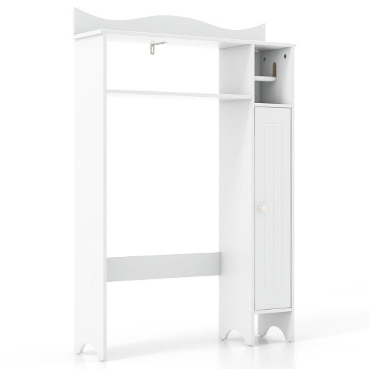 Costway Wood Over the Toilet Bathroom Space Saver with Paper Holder and Shelf-White