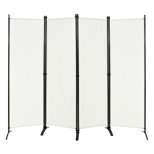 Costway 4-Panel  Room Divider with Steel Frame-White