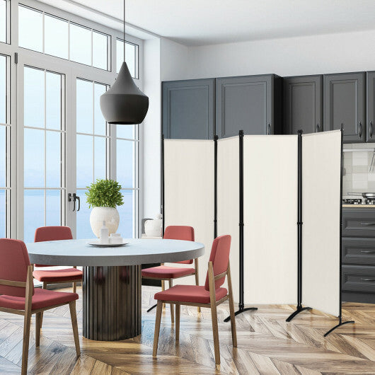 Costway 4-Panel  Room Divider with Steel Frame-White