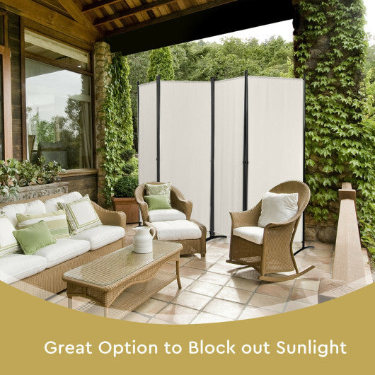Costway 4-Panel  Room Divider with Steel Frame-White
