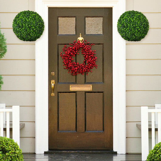 Costway 2 Pieces 15.7 Inch Artificial Boxwood Topiary Ball Tree Set