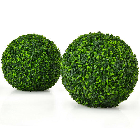 Costway 2 Pieces 15.7 Inch Artificial Boxwood Topiary Ball Tree Set