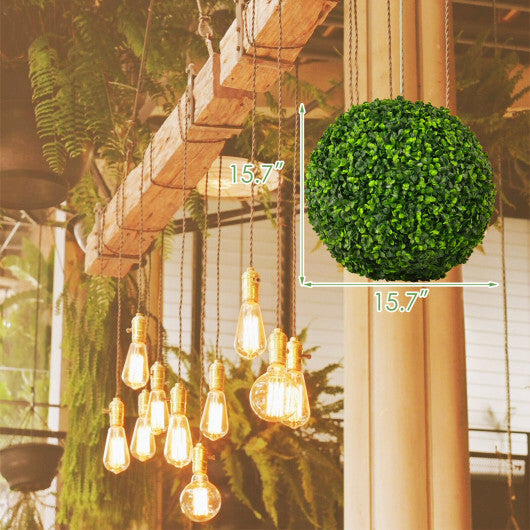 Costway 2 Pieces 15.7 Inch Artificial Boxwood Topiary Ball Tree Set