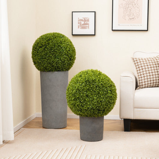 Costway 2 Pieces 20 Inches Artificial Sun-Protective Topiary Spheres for Patio Garden Front Door Balcony Backyard-M