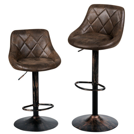 Costway Set of 2 Adjustable Bar Stools with Backrest and Footrest