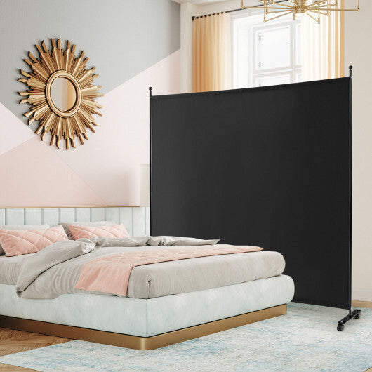 Costway 6 Feet Single Panel Rolling Room Divider with Smooth Wheels