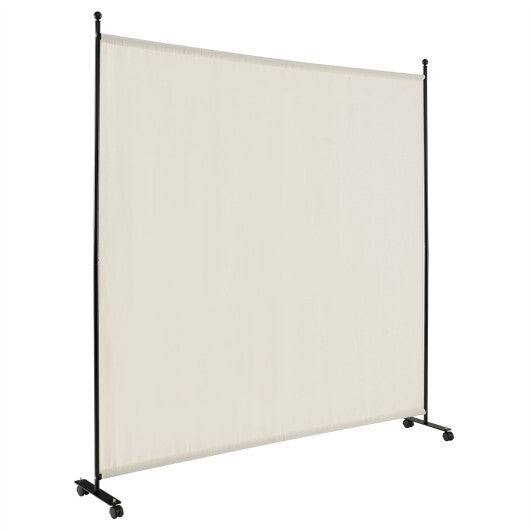 Costway 6 Feet Single Panel Rolling Room Divider with Smooth Wheels-White