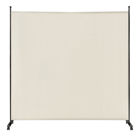 Costway 6 Feet Single Panel Rolling Room Divider with Smooth Wheels-White