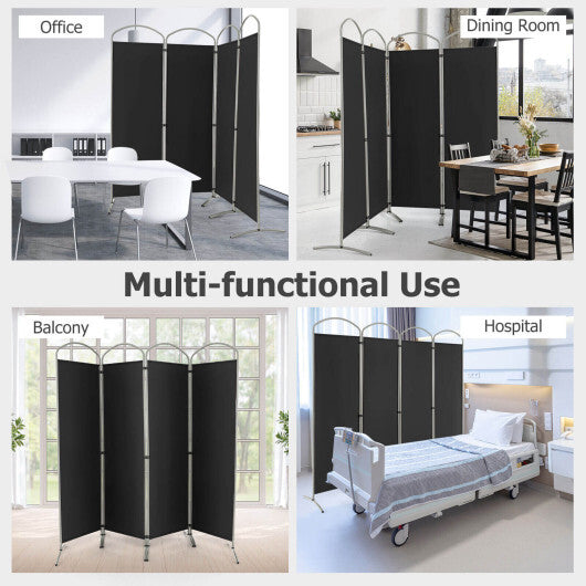 Costway 6.2Ft Folding 4-Panel Room Divider for Home Office Living Room-Black
