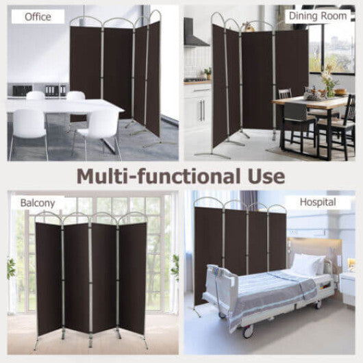 Costway 6.2Ft Folding 4-Panel Room Divider for Home Office Living Room -Brown