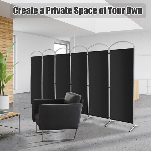 Costway 6 Feet 6-Panels Freestanding Folding Privacy Screen-Black