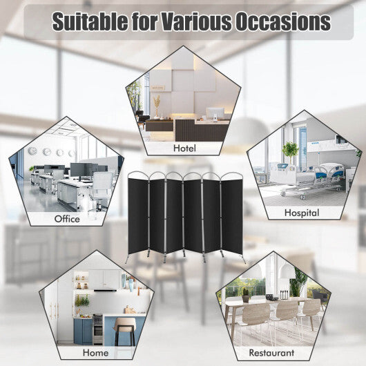 Costway 6 Feet 6-Panels Freestanding Folding Privacy Screen-Black