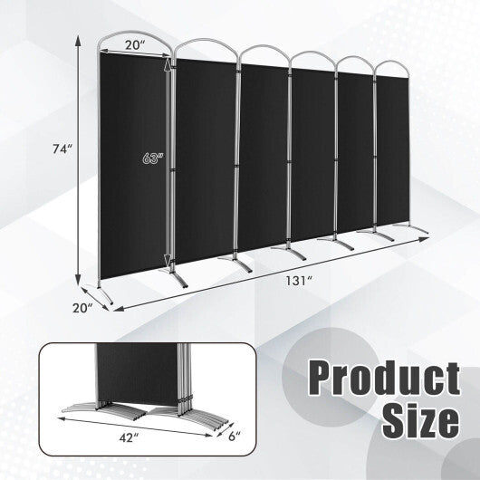 Costway 6 Feet 6-Panels Freestanding Folding Privacy Screen-Black