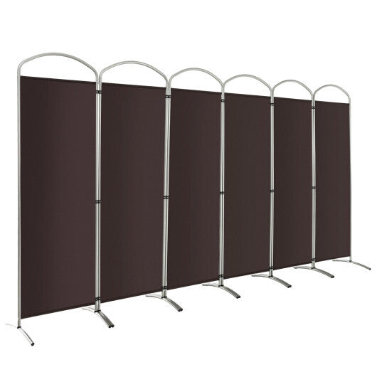 Costway 6 Feet 6-Panels Freestanding Folding Privacy Screen-Brown