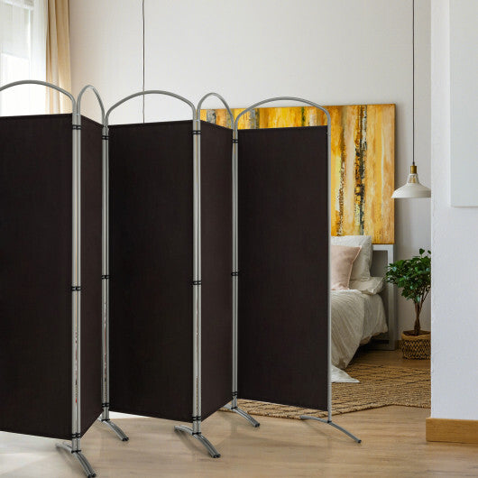 Costway 6 Feet 6-Panels Freestanding Folding Privacy Screen-Brown
