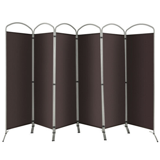 Costway 6 Feet 6-Panels Freestanding Folding Privacy Screen-Brown