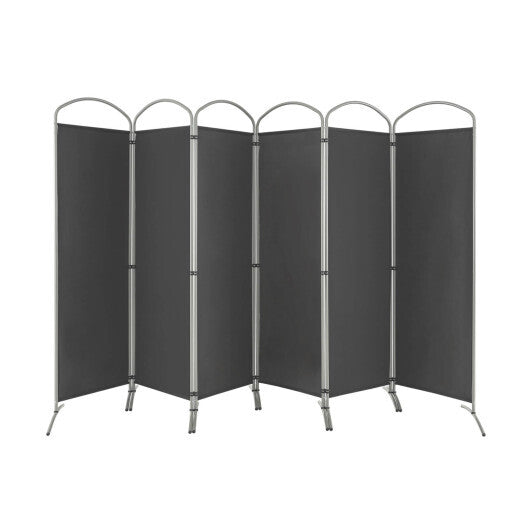 Costway 6 Feet 6-Panels Freestanding Folding Privacy Screen-Gray