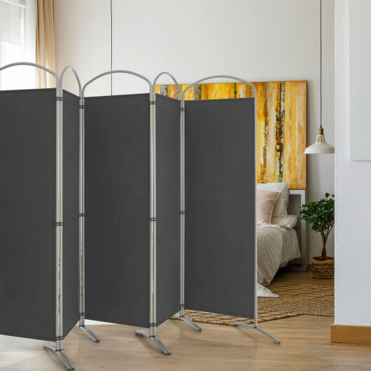 Costway 6 Feet 6-Panels Freestanding Folding Privacy Screen-Gray