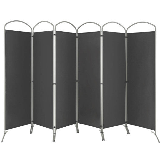Costway 6 Feet 6-Panels Freestanding Folding Privacy Screen-Gray