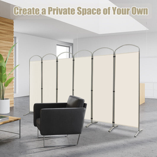 Costway 6 Feet 6-Panels Freestanding Folding Privacy Screen-White