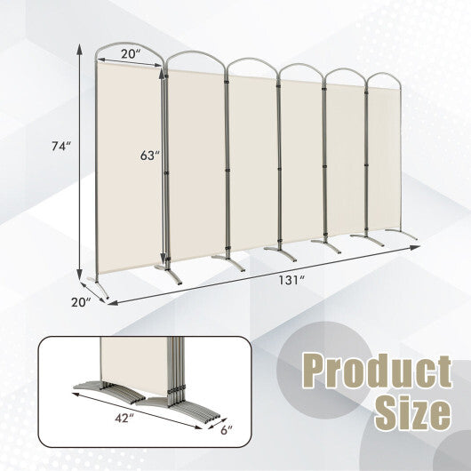 Costway 6 Feet 6-Panels Freestanding Folding Privacy Screen-White