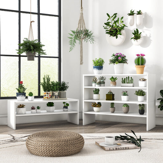 Costway 3 Pieces 31-Inch Stackable Multi-Shape Shoe Rack-White
