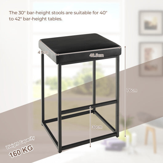 Costway 30 Inch Barstools Set of 2 with PU Leather Cover-Black