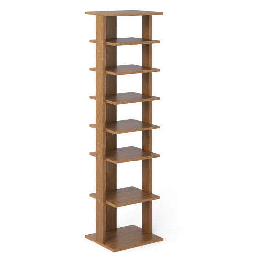 Costway 7-Tiers Vertical Wooden Space Saving Shoe Rack for Front Door-Natural