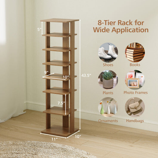 Costway 7-Tiers Vertical Wooden Space Saving Shoe Rack for Front Door-Natural