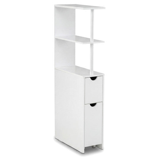 Costway Slim Storage Freestanding Bathroom Cabinet with Open Shelves-White