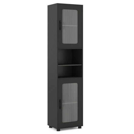 Costway Tall Bathroom Storage Cabinet 67 Inches Freestanding Storage Organizer-Black