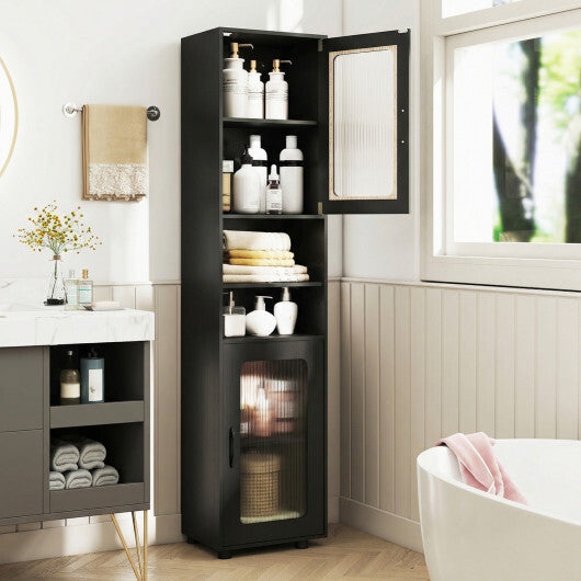Costway Tall Bathroom Storage Cabinet 67 Inches Freestanding Storage Organizer-Black