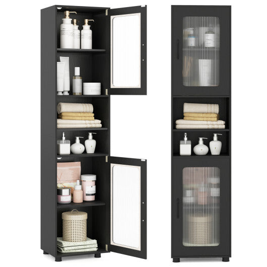 Costway Tall Bathroom Storage Cabinet 67 Inches Freestanding Storage Organizer-Black