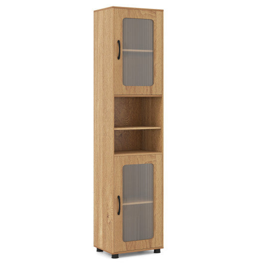 Costway Tall Bathroom Storage Cabinet 67 Inches Freestanding Storage Organizer-Natural