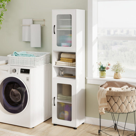 Costway Tall Bathroom Storage Cabinet 67 Inches Freestanding Storage Organizer-White