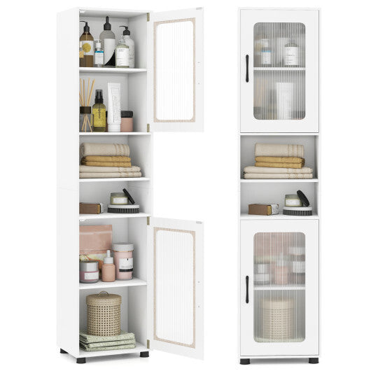 Costway Tall Bathroom Storage Cabinet 67 Inches Freestanding Storage Organizer-White
