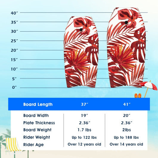 Costway 37 Inch Lightweight Surfboard With Fin EPS Core for Kids and Adults-M