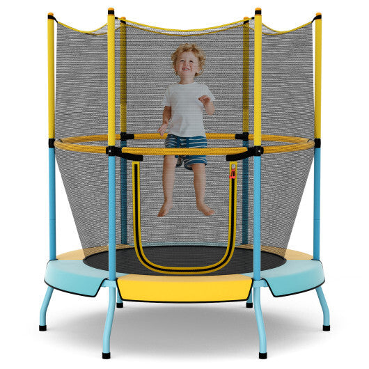 Costway 48 Inch Toddler Trampoline with Safety Enclosure Net-Yellow