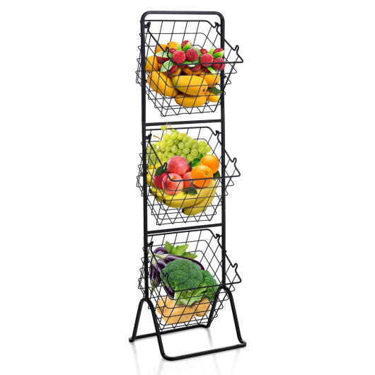 Costway 3-Tier Fruit Basket Stand with Adjustable Heights